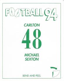 1994 Select AFL Stickers #48 Michael Sexton Back